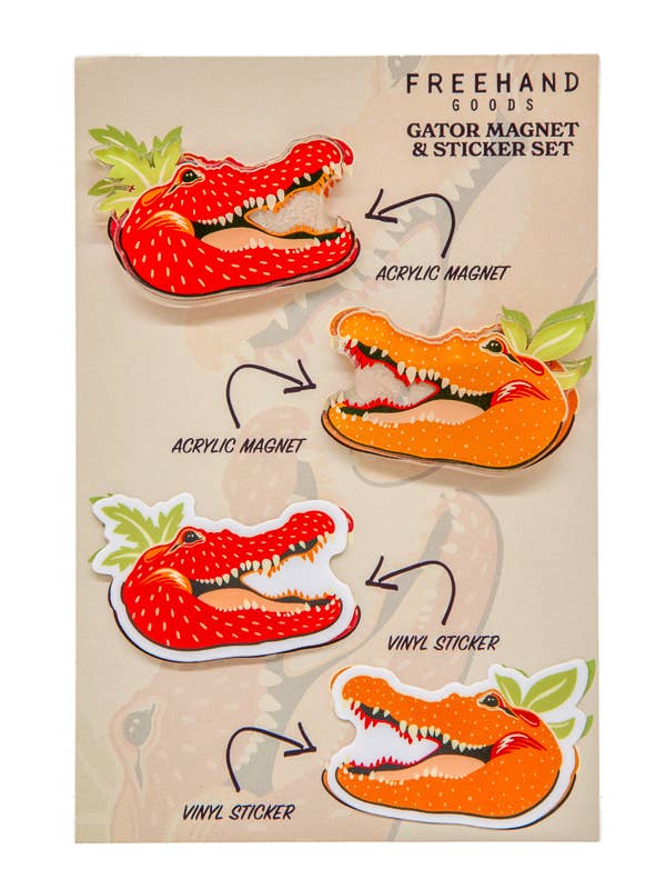Gator Magnet & Sticker Set for wholesale by Freehand Goods