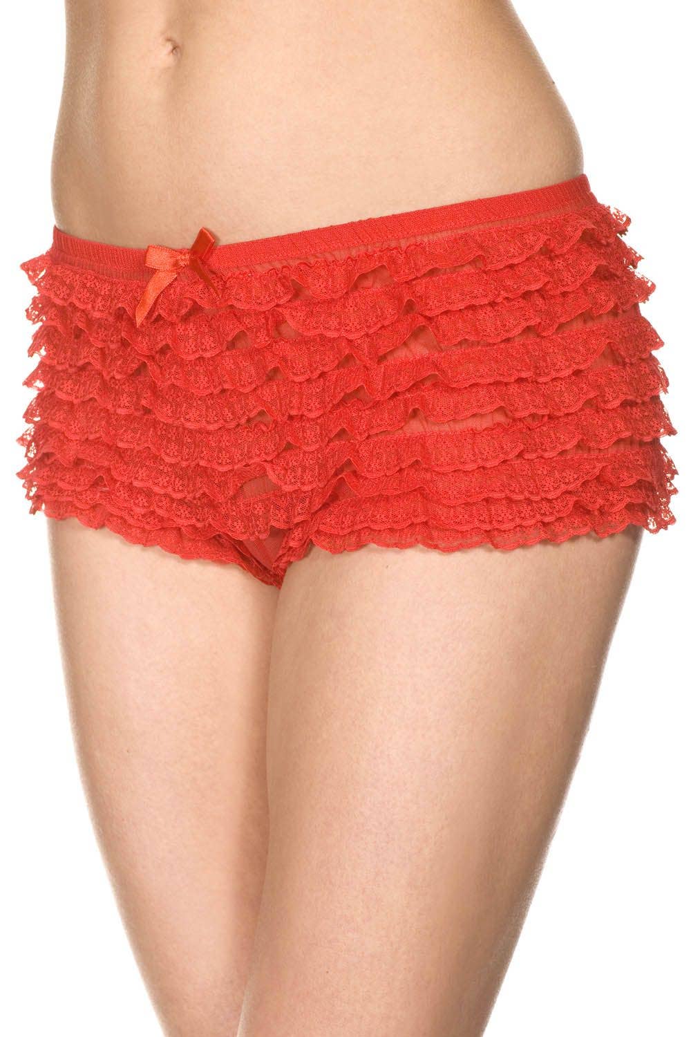 Lingerie Mart – Engroshandel Undertøj - Dame – Music Legs Micro Mesh Lace Ruffle Trim Shorts ML1157