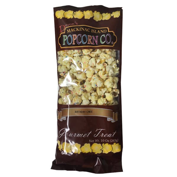 **SALE** Birthday Cake Popcorn 10oz for wholesale by Devons Mackinac Island Fudge