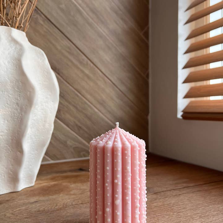 Pink with white dots - Soy Blend Candle for wholesale by studio M candles