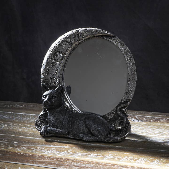 Pacific Trading - Wholesale Decorative Tabletop Object - Black Cat on Moon Tabletop Mirror5