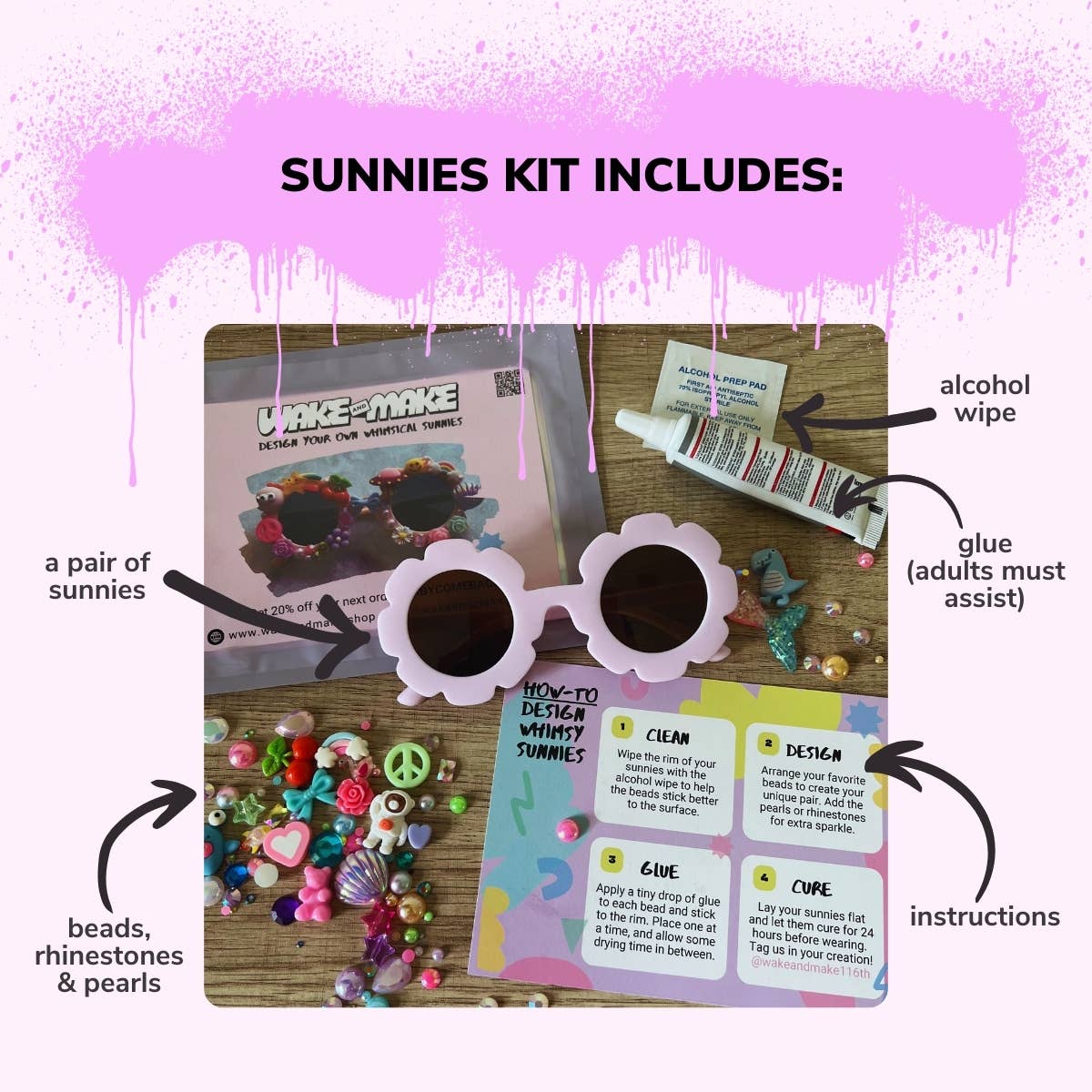 Wake and Make - Wholesale DIY Craft Kit - DIY Whimsy Sunnies Kit1