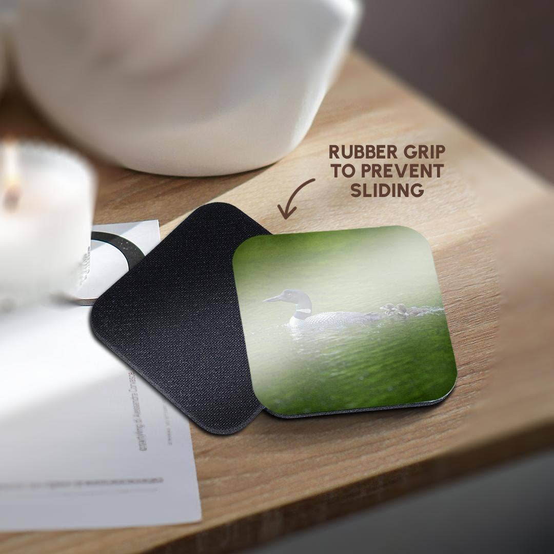 3dRose - Wholesale Onderzetters - 3dRose, Cassels Lake. IJsduiker met kuikens, Onderzetter10