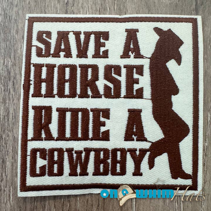Reite einen Cowboy Aufnäher zum Aufbügeln für den Großhandel von On a Whim Hats