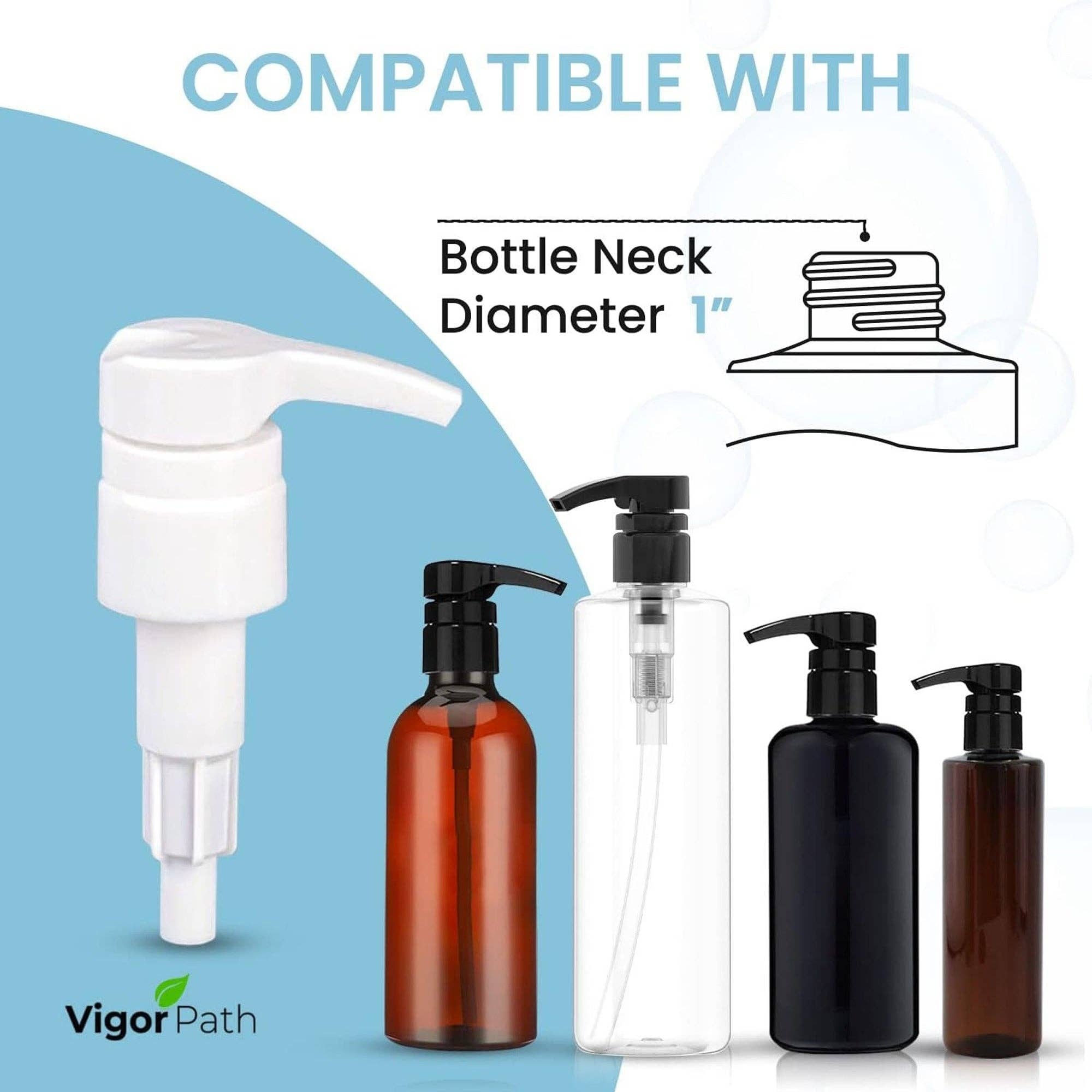 Vigor Path - Vente Distributeurs de savon - Pompe distributrice universelle de shampoing/après-shampoing pour bouteille, lot de 2 (blanche)5