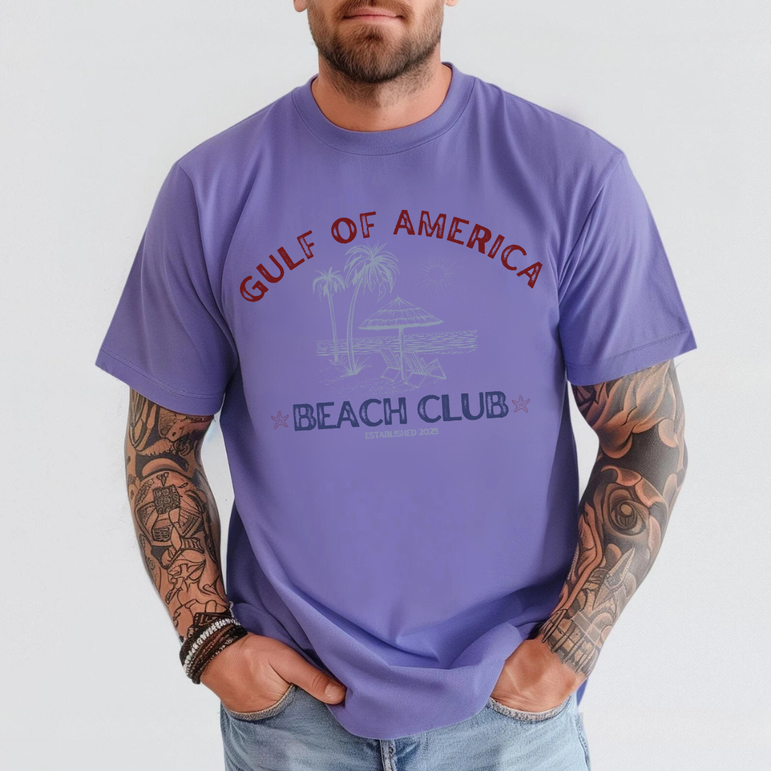 Clover + Cotton Co - Wholesale Screen Printed T-Shirt - Men's - Over Print | Gulf Of America Beach Club Tees4