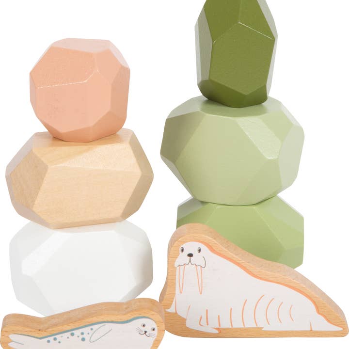 small foot - Wholesale Wood Toy - Kids - “Arctic” wooden balancing stones | building blocks | wood1