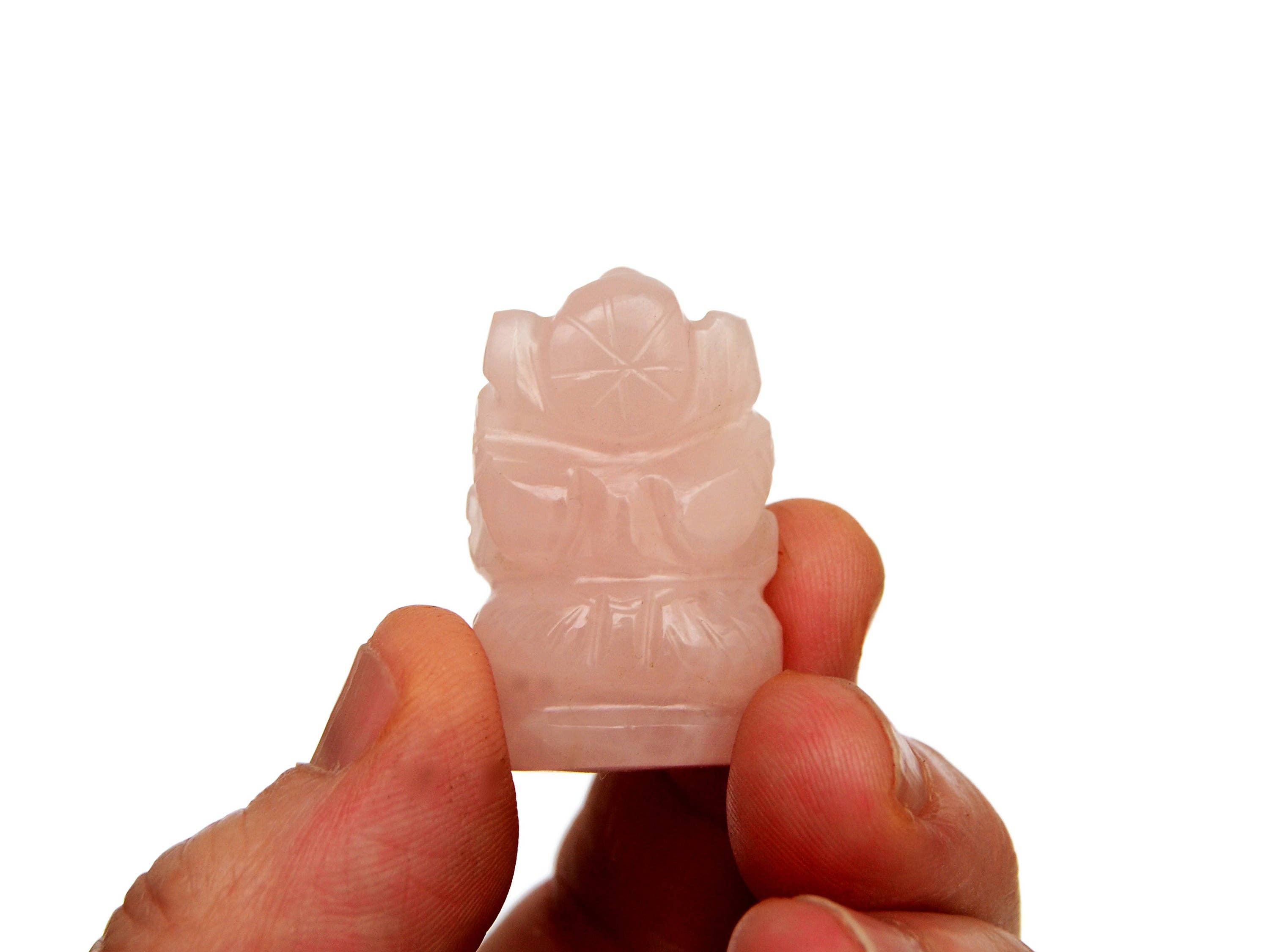 Kaia & Crystals - Wholesale Spiritual Stone/Crystal - Mini Rose Quartz Ganesha Sculputure (30mm - 35mm) - Hand Carved Stone2