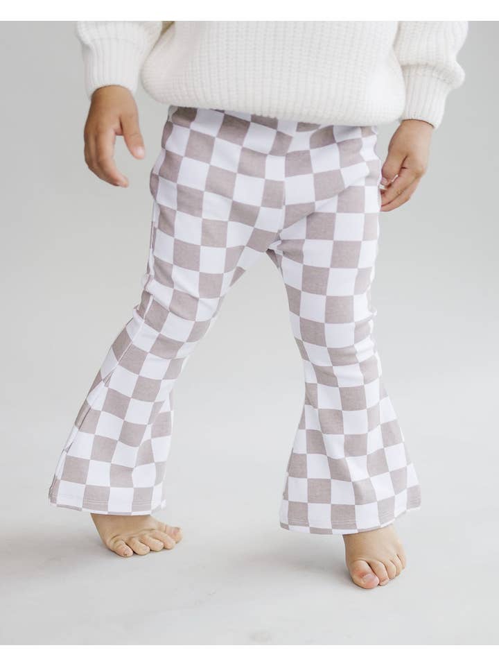 Lucky Panda Kids - Wholesale Pants - Baby - Checkered Flare Pants | Latte8