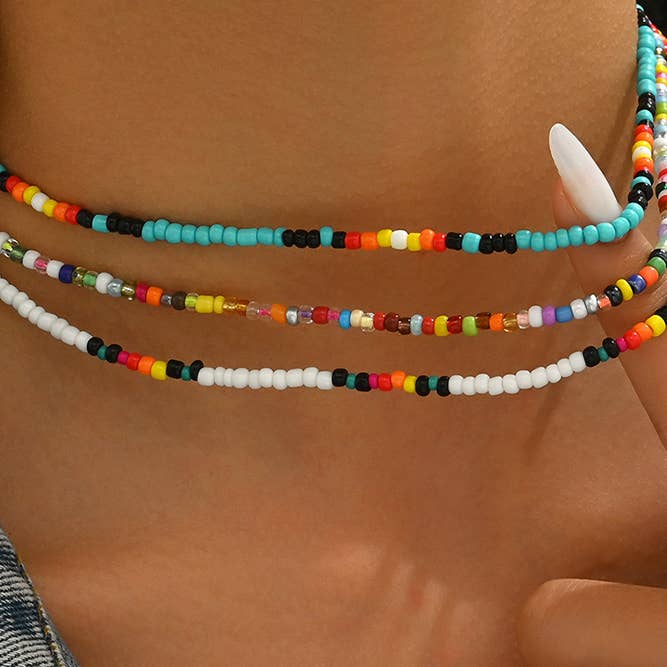 UNISHE – Engroshandel Led/kæde halskæde – Farverig Perlehalskæde ZK2558