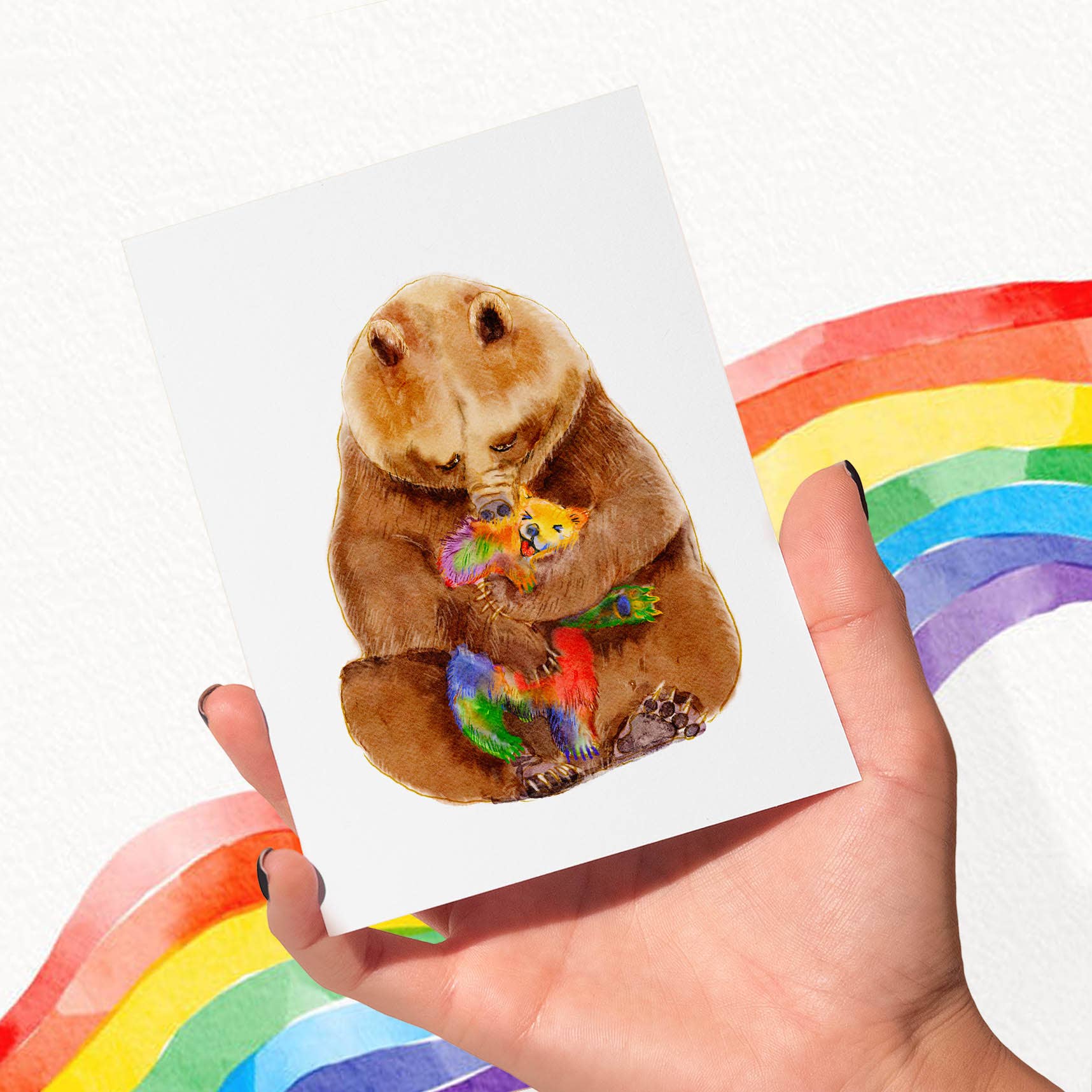 Liyana Studio - Wholesale Everyday Greeting Card - LGBTQ Bear Hug - Funny Pride Blank Card1
