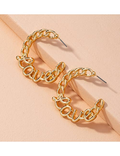 Koko and Lola - Wholesale Hoop Earrings - Mina Gold Love Chain Link Hoop Earrings0