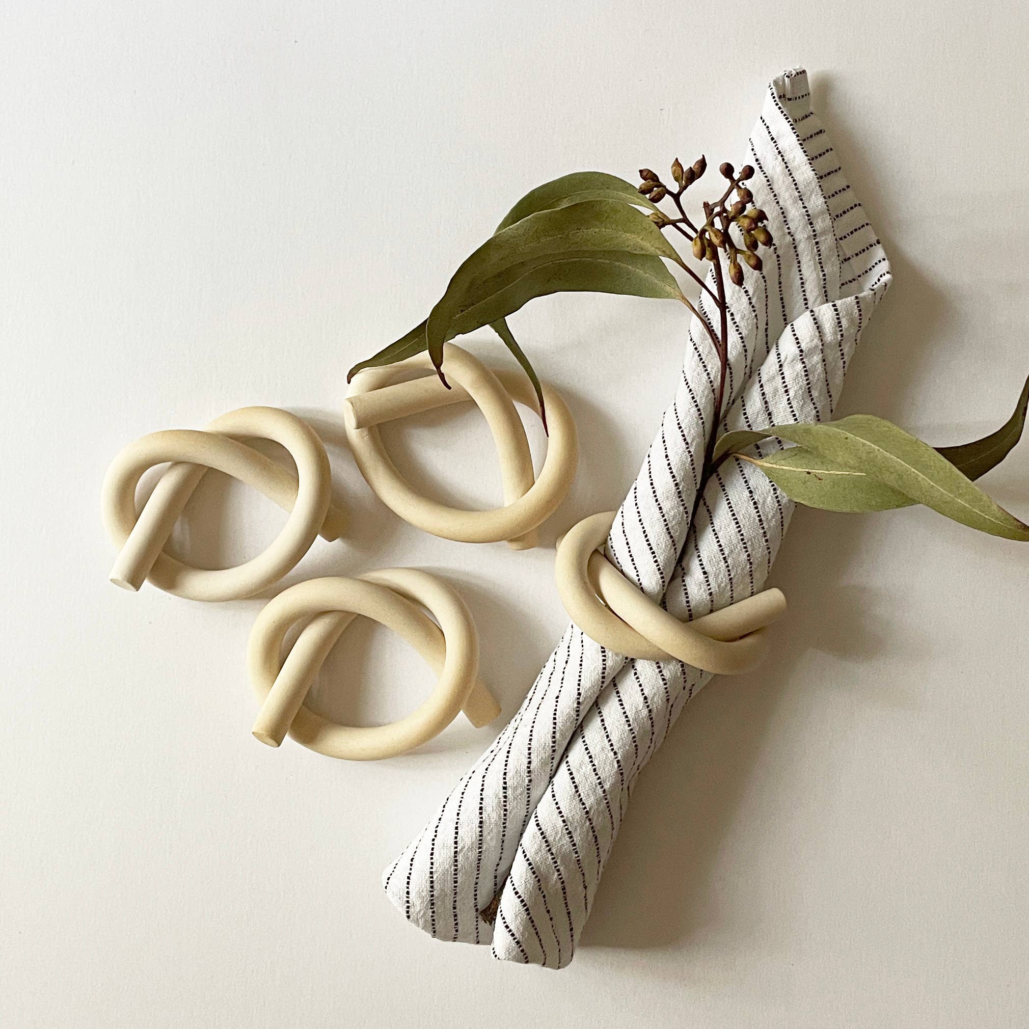 Sunday Studio - Wholesale Napkin Ring - Hand-rolled Ceramic Knot Napkin Rings Set of 40