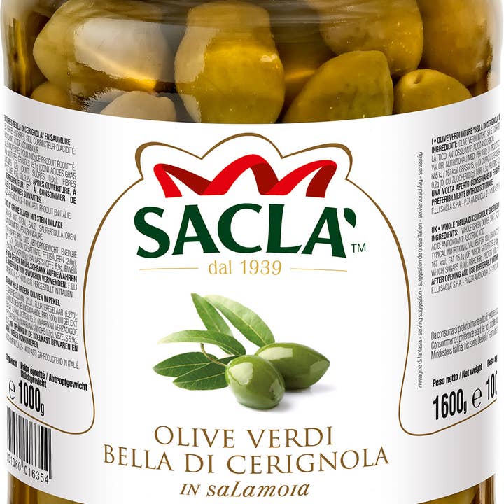 BELLE DE CERIGNOLE NATURAL GREEN OLIVES 1,6kg for wholesale by Sacla