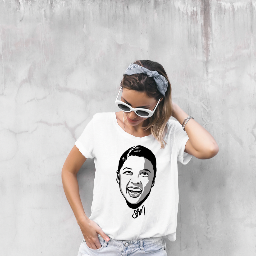 White Sam Kerr T-Shirt for wholesale on Faire4