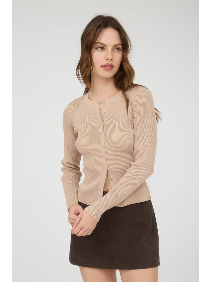 The Workshop Studio - Vente Cardigan – femme - GILET EN MAILLE À COL ROND AVEC BOUTONS-PRESSION23