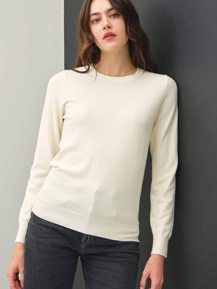 NEW COLOR-VISCOSE CREW NECK SOFT KNIT SWEATER for wholesale by Be Cool