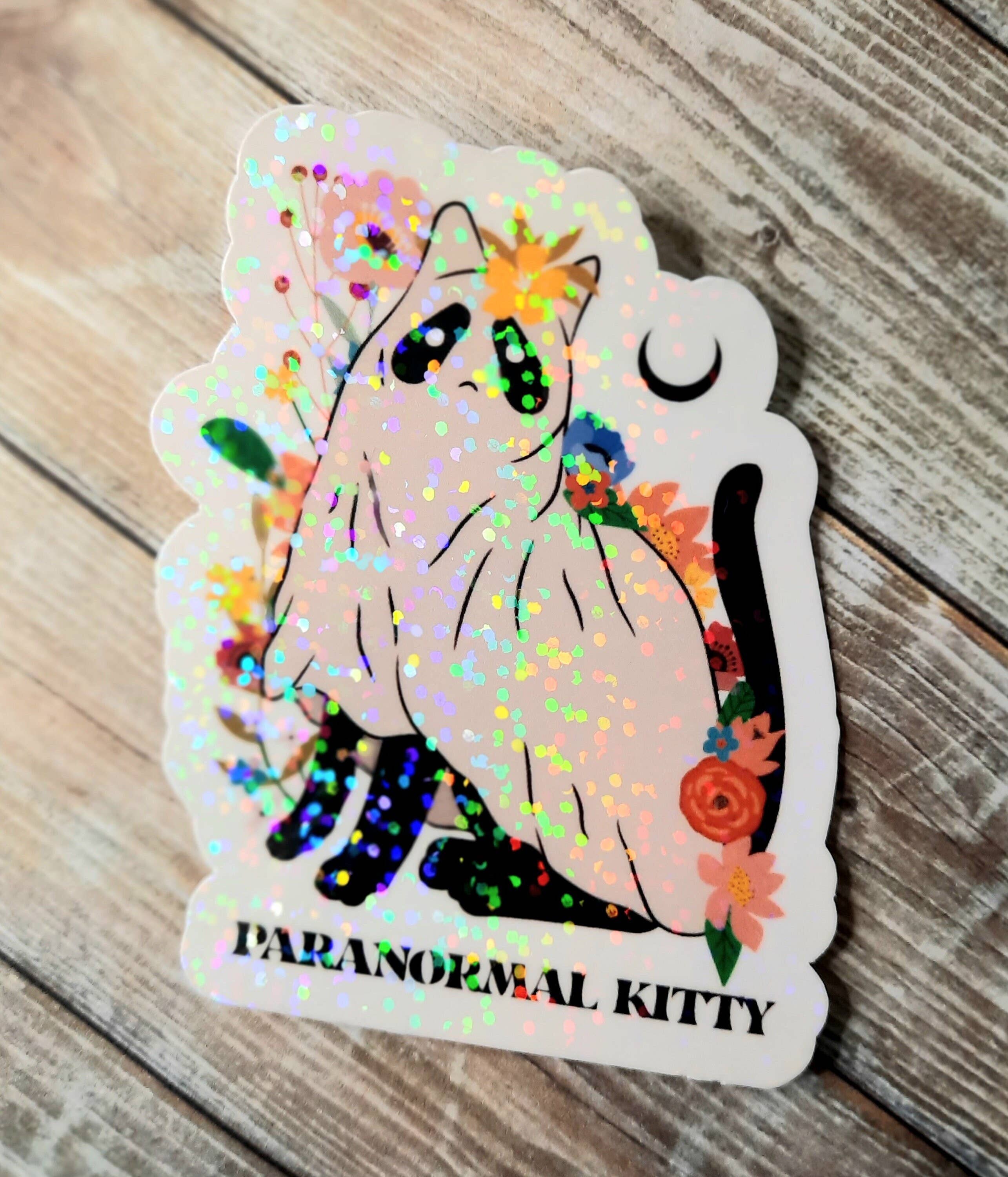 Unsupervised Art - Venta al por mayor Pegatina - Adhesivo Paranormal Kitty, pegatina de vinilo con forma de gato negro fantasma0