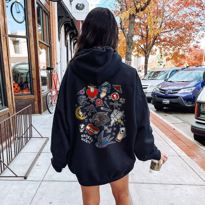 Tatueringsmotiv Hoodie (Unisex) för wholesale av Broken Society