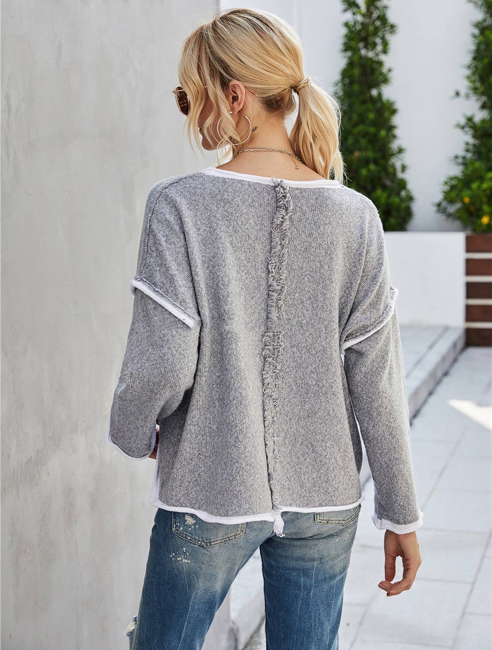 NINEXIS - Wholesale Knit Sweater - Women's - CWOSWL1043_Casual Crew Neck Pullover Long Sleeve Sweater15