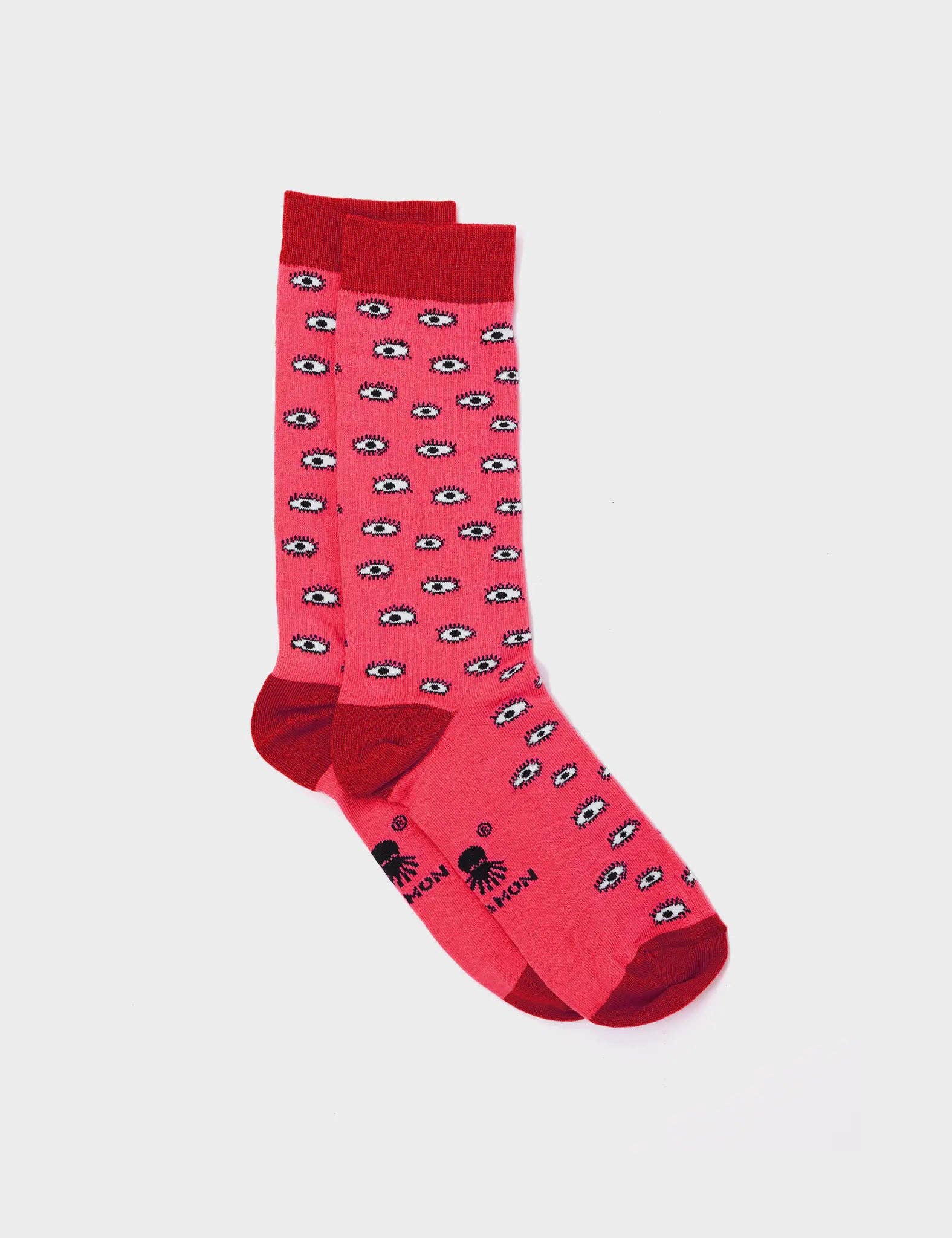 Min & Mon - Wholesale Socks - Women's - Red Socks - All Over Eyes1
