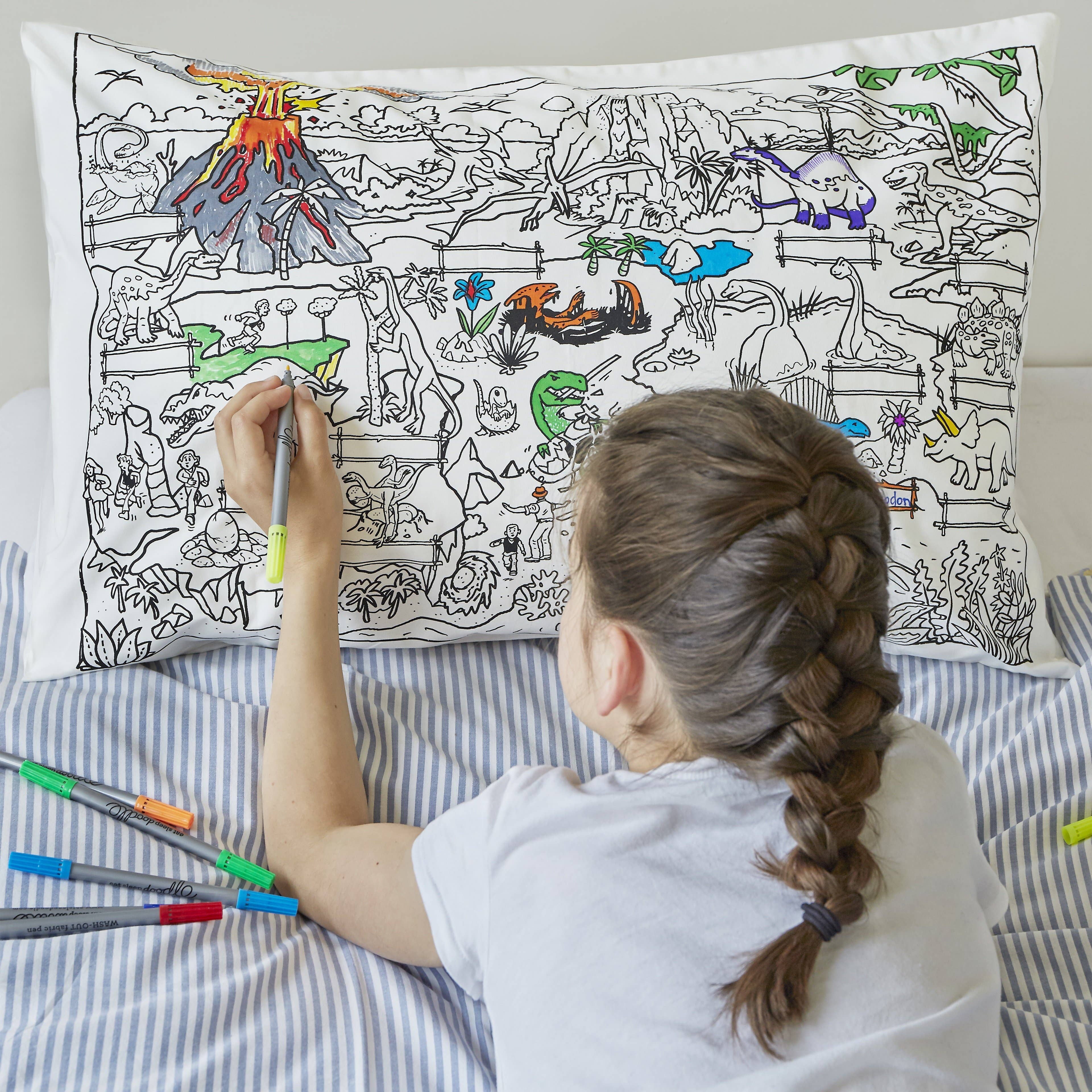 eatsleepdoodle - UK - Wholesale Bedding Pillowcase/Sham - Kids & Baby - Dinosaur Pillowcase - DIY Colouring Kit2