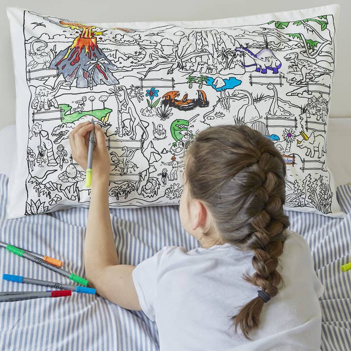 eatsleepdoodle - UK - Wholesale Bedding Pillowcase/Sham - Kids & Baby - Dinosaur Pillowcase - DIY Colouring Kit2