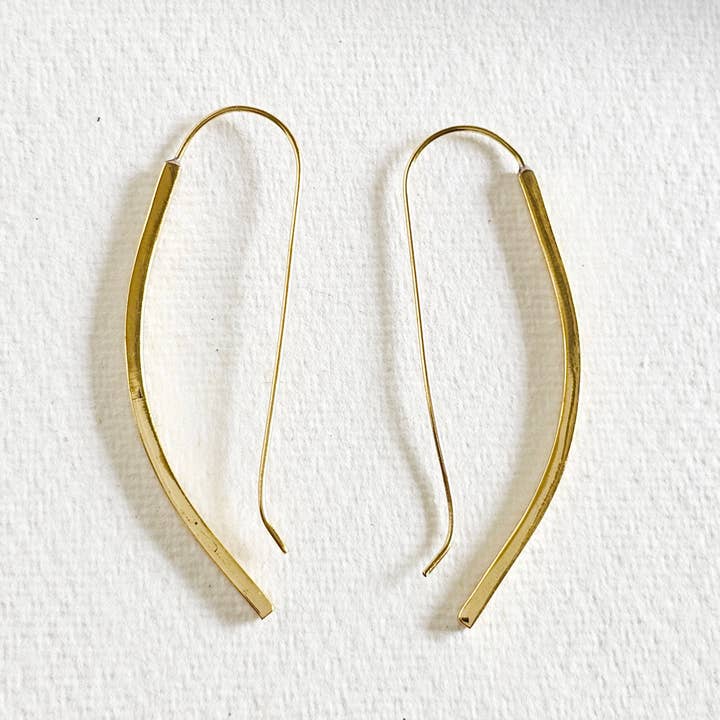 Bisjoux - Wholesale Dangle Earrings - Brass curve square profile wire handmade thread Earrings