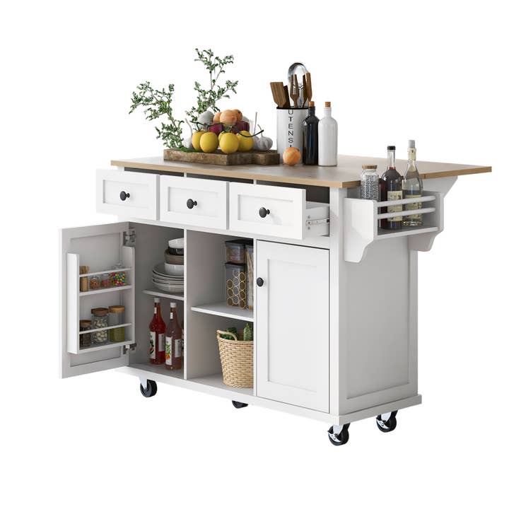 HOMYCASA DESIGN INC - Wholesale Kitchen Storage/Organizer - Commercial Kitchen Cart Rolling Storage Islandwith Drop Leaf4
