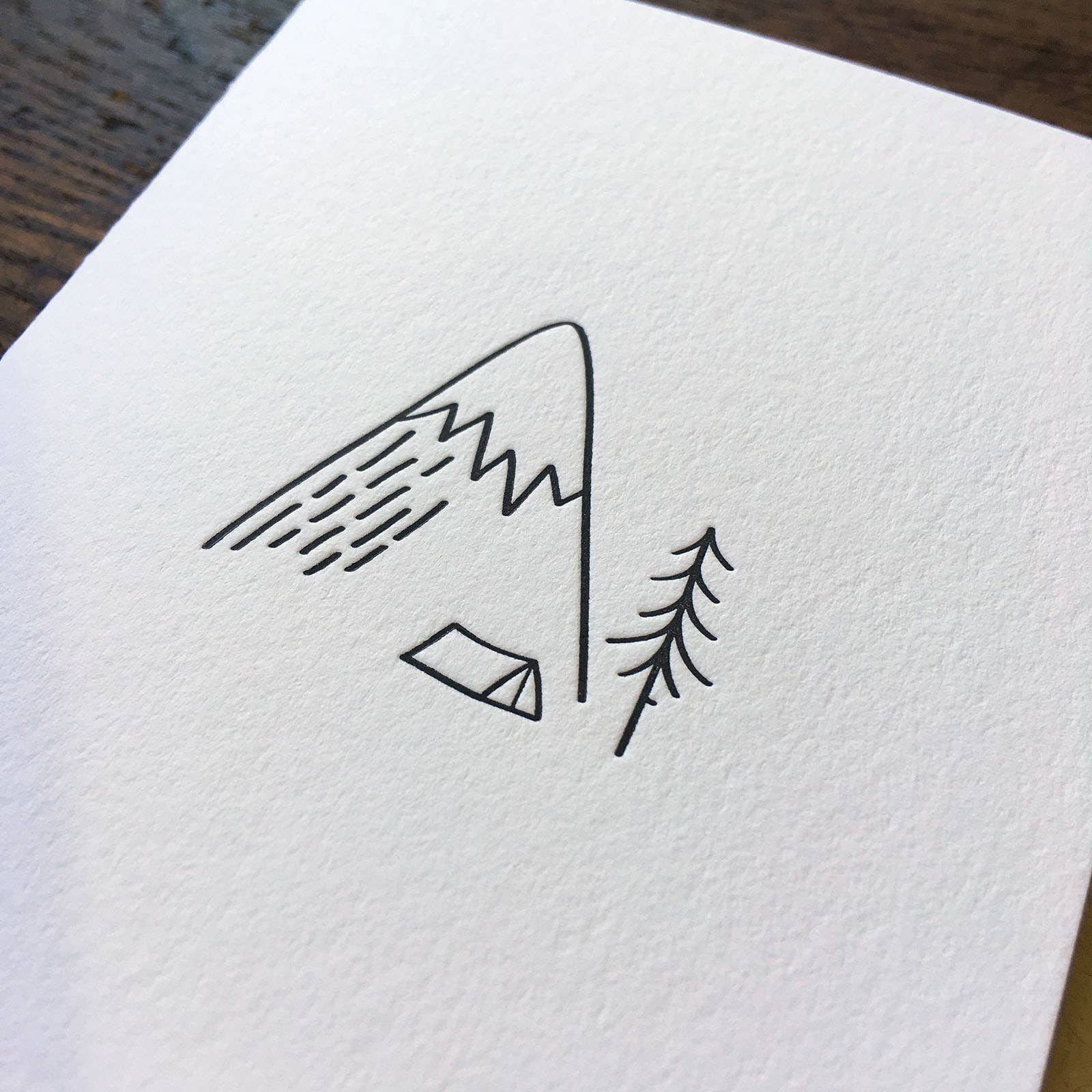Green Bird Press - Wholesale Everyday Greeting Card - Minimal Adventure Camping in the Mountains Letterpress Card1