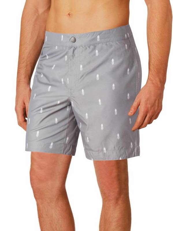Aruba 6.5" Grey Pineapples Swim Trunks for wholesale by boto