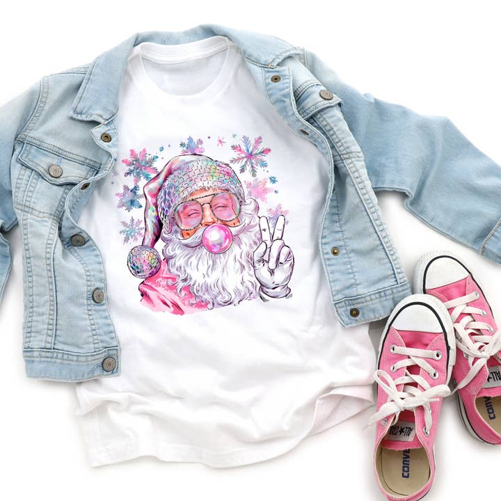 Santa Christmas Blowing Bubble Kids Tee Shirt, Disco Ball for wholesale by AvaryMaeInspirations
