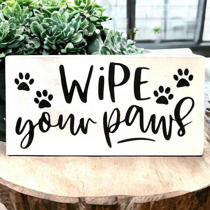 Wipe Your Paws - Rustic Wood Sign for wholesale by Inkwood Crafters