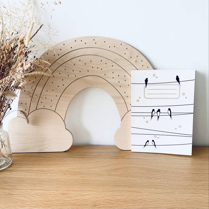 A5 notebook - Swallows on the wire - White sky for wholesale by Les Petites Hirondelles