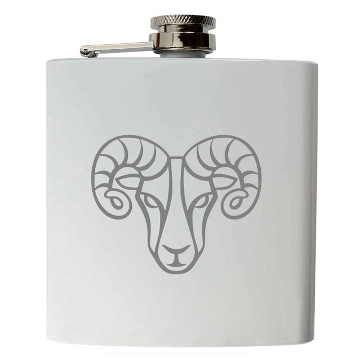 Zodiac sign Aries | stainless steel flask in white for wholesale by COWstyle