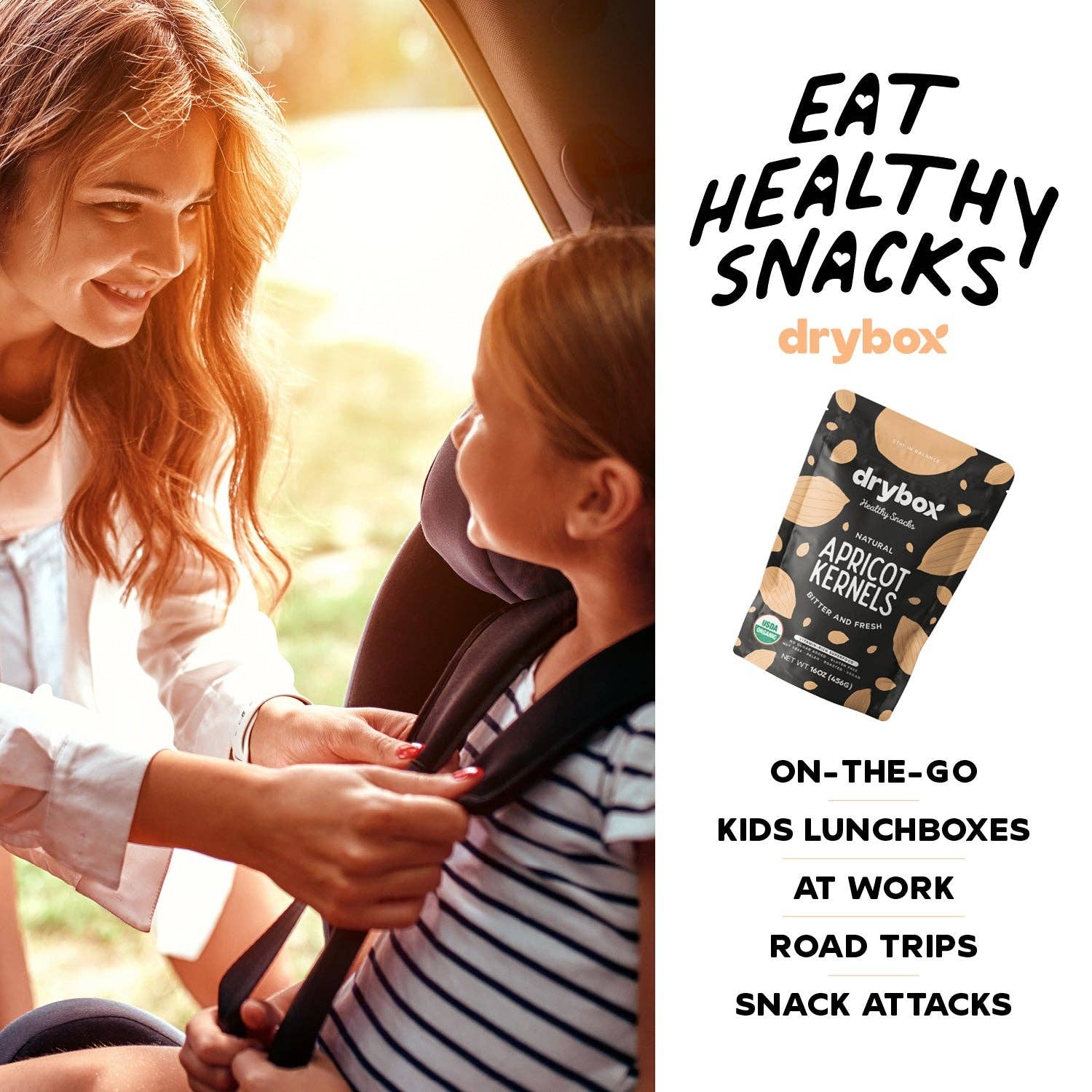 DRYBOX - Wholesale Dried/Dehydrated Fruit - Drybox Organic Bitter Apricot Kernels 1LB X3 PACKS BULK SIZE5