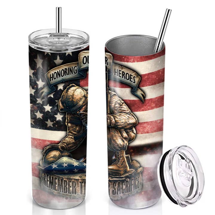 20oz Stainless Steel Tumbler - Remembering our Heroes for wholesale by Your Custom Sports