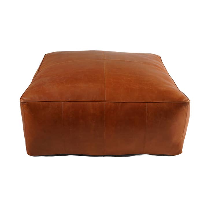Pouf Leather Solid Light Cognac 36" X 14" for wholesale by Luzia Leather Home Collection