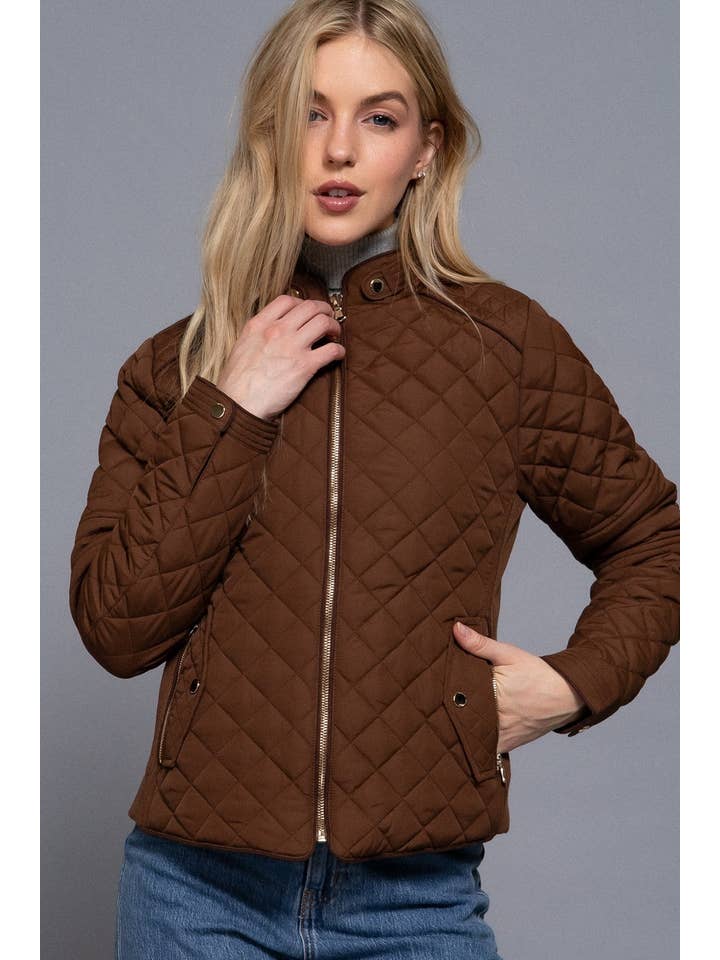 Vanilla Monkey - Wholesale Jacket - Women's - Suede Piping Detail Side Rib Quilted Padding Jacket3