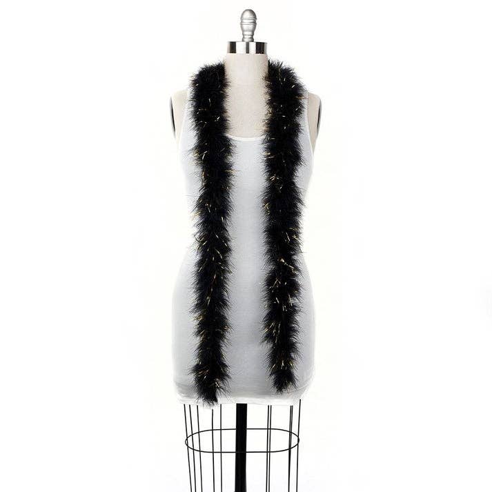 Zucker Feather Products – wholesale Dräkt – Dam – Full Marabou Fjäderboa med Lurex - Svart/Guld Lurex2