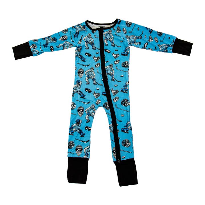 Sasquatch Bamboo Zip Up Pajamas for wholesale by Iron+Steel Hockey