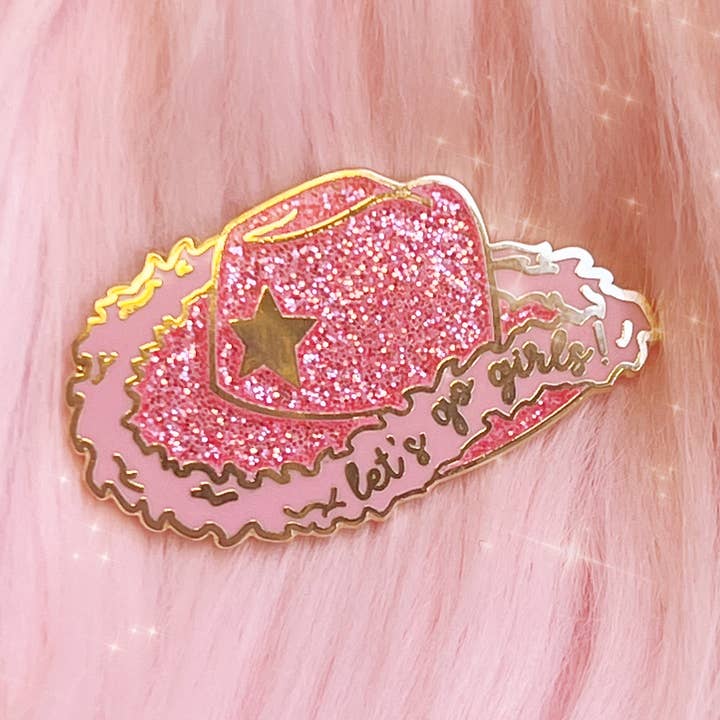 Cowgirl Hat Enamel Pin, Pink for wholesale by Wildflower + Co.