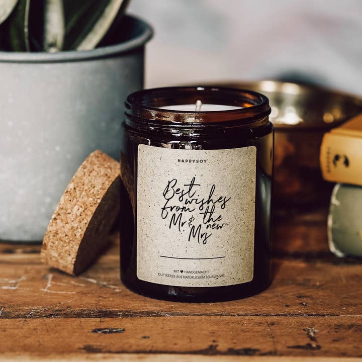 Happysoy - Vente Bougie en bocal - Bougie parfumée | Meilleurs voeux de la part du nouveau Mr & Mrs.