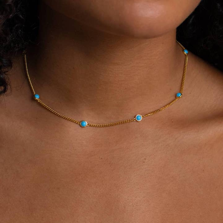 TYPE Simple Natural Turquoise Clavicle Necklace_CWMM5601 for wholesale on Faire