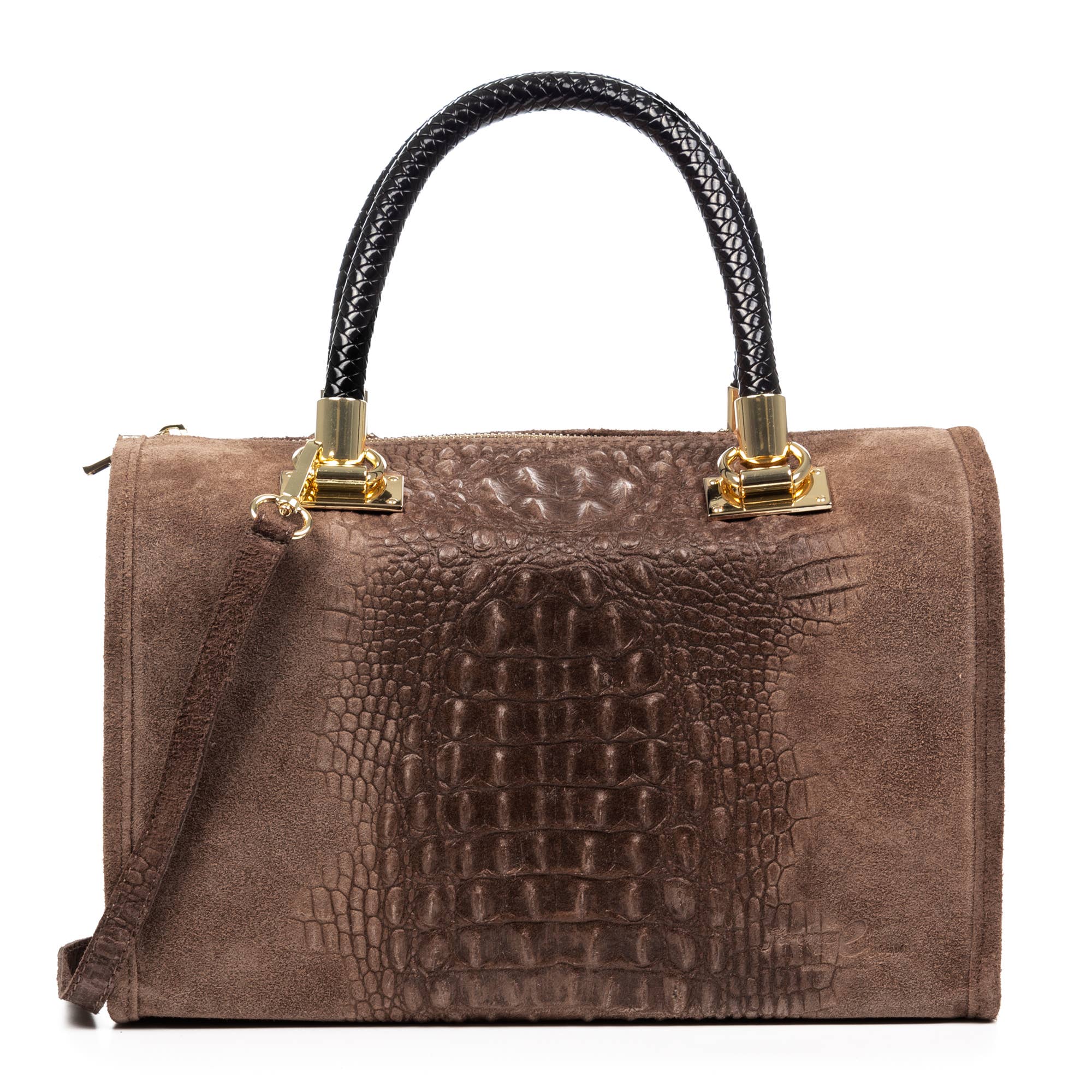 FIRENZE ARTEGIANI - Wholesale Top Handle Bag - Women's - Anacapri Women's Tote Bag. Genuine Suede Crocodile Leather.10