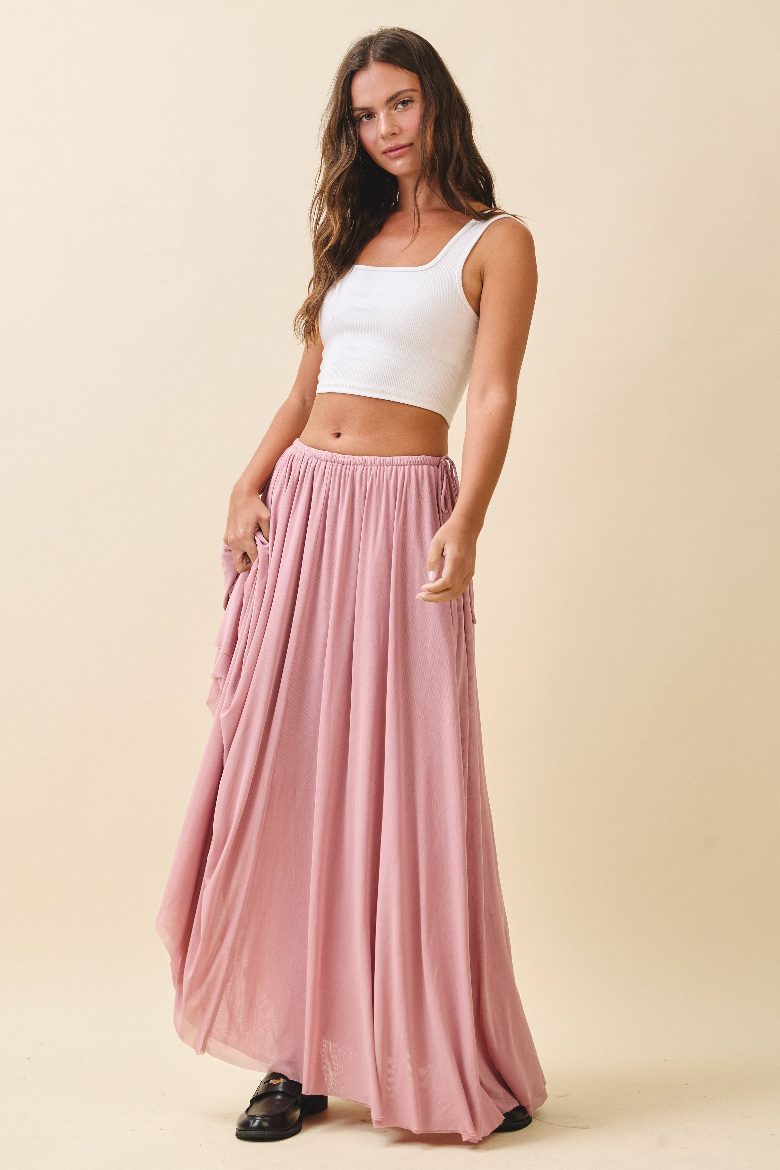 AEMI + CO - Wholesale Skirt - Women's - 7185GK Flowy Mesh Maxi Skirt26