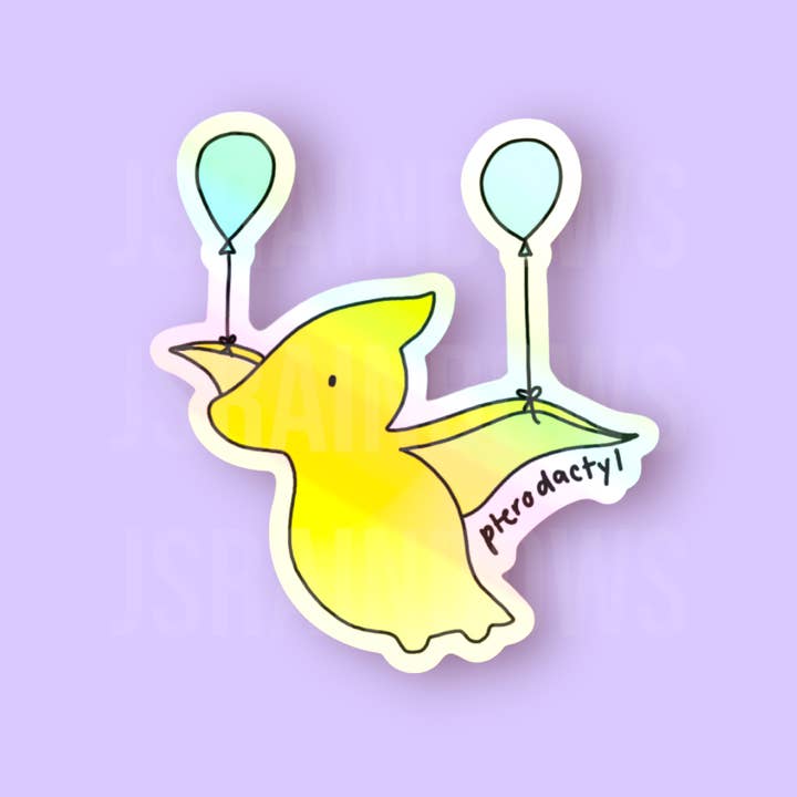 Disco Dinos, Pterodactyl - Holographic Die Cut Sticker for wholesale by J’s Rainbows