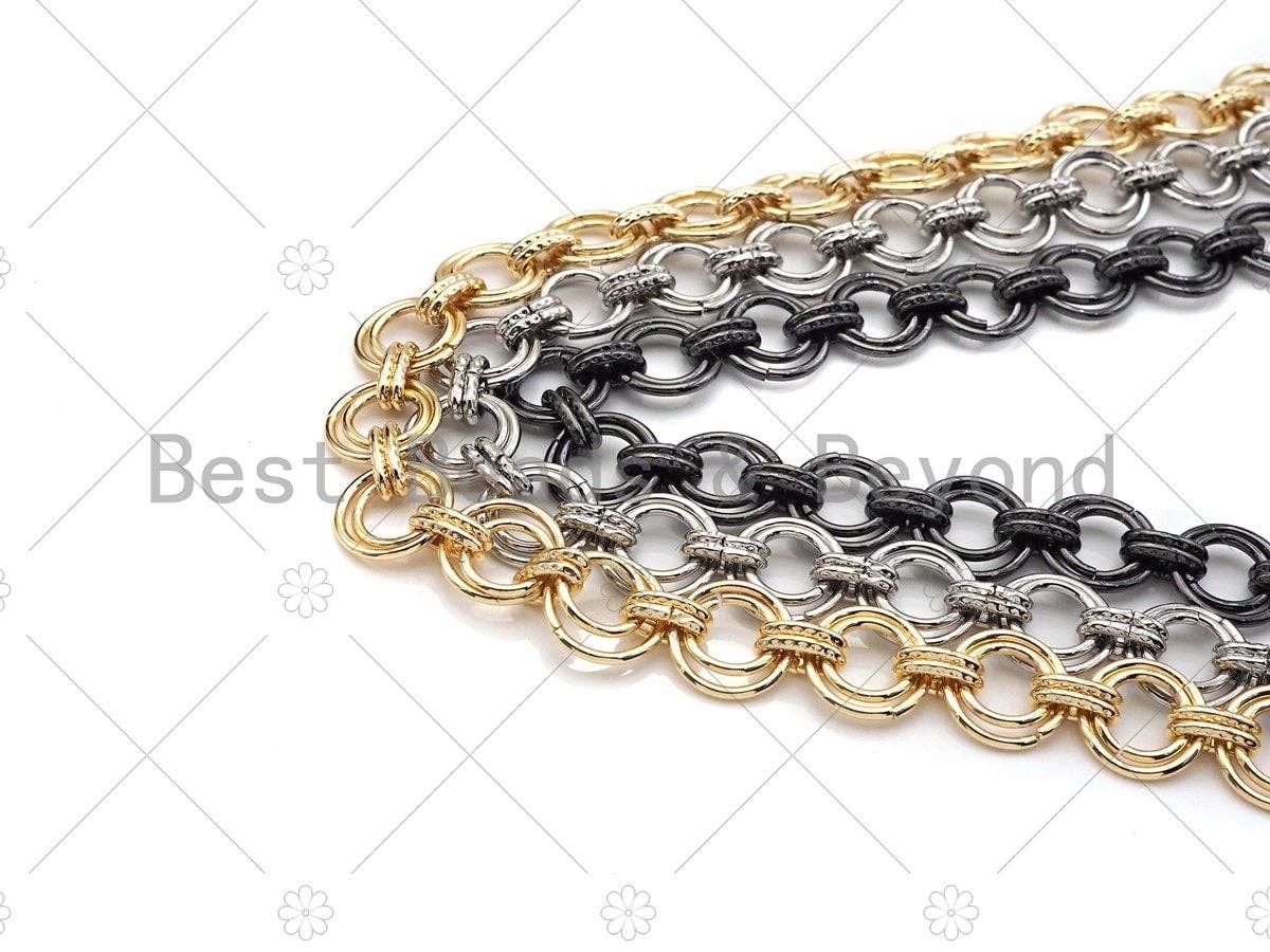 BestBeads&Beyond - Wholesale Link & Chain Necklace - High Quality Hand Made Double Cirle Chain, 18K Real Gold Pla2