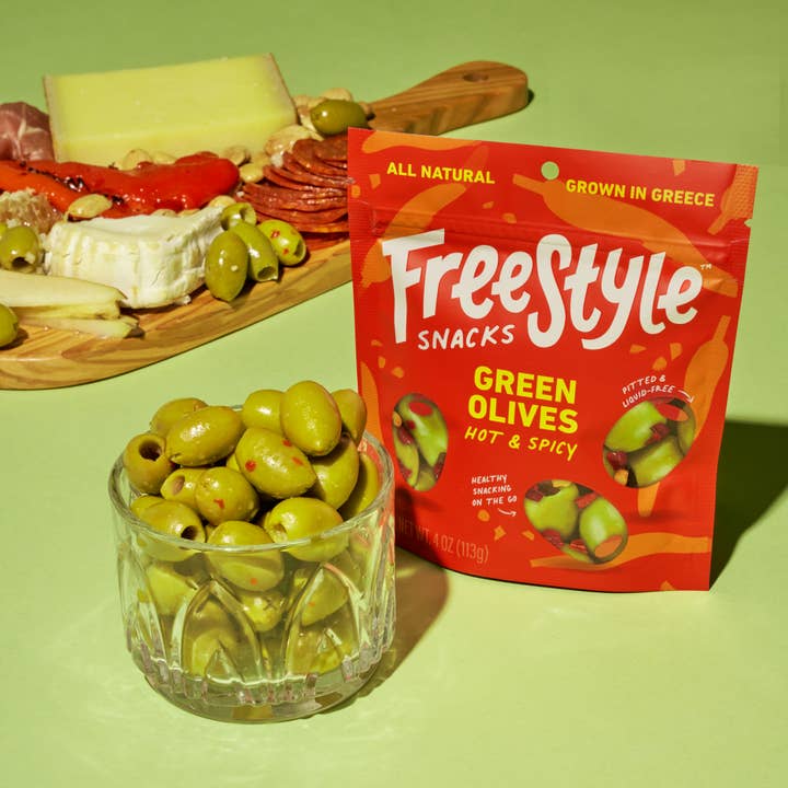 Freestyle Snacks - Wholesale Olives - Green Olives - Hot & Spicy (6 pack)