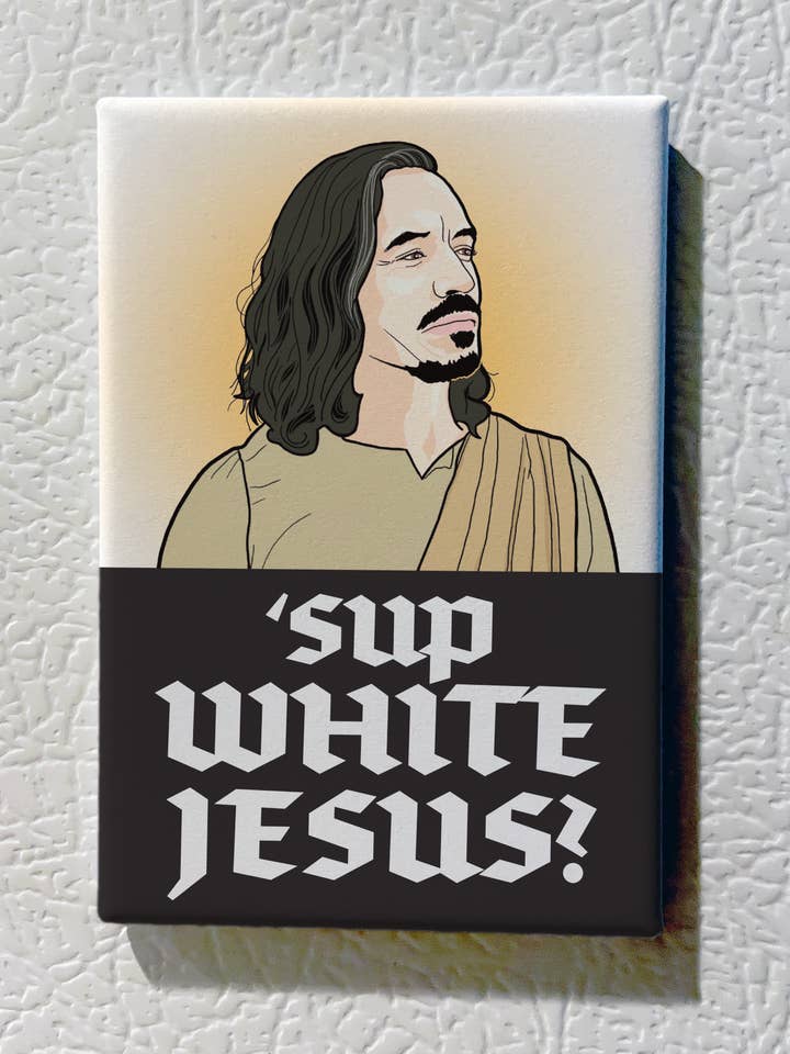 Imán de recuerdo de Reservation Dogs, diseño de Jesús blanco para venta al por mayor de The Red Swan Shop